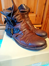 Grigio Nero Schuhe Stiefel Leder Braun Reißverschluß gr. 40 Cult mit Karton