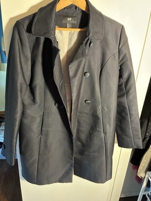H&M Women's navy Button Pocket Long Sleeve Mid-Length Pea Coat Size 12