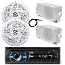 Pyle 1-Din Marine MP3/CD Receiver, 2x 5.25" Speakers, 2x 3.5'' 200W Max Speakers