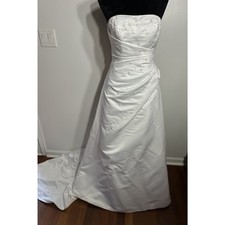 David's Bridal Michelangelo Beaded Wedding Dress Fit-Flare White Size 8 Vintage