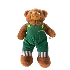 Eden Corduroy Bear Stuffed Animal Medium with Green Overalls  Yellow Buttons