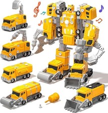 5-in-1 Take Apart Construction Trucks Transform Robot Toy Ages 5-7 Boys