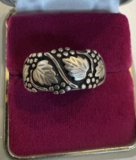 Vtg. Signed Wheeler Sterling Silver 925 Leaves  Grapes Unisex Band Ring Sz 12