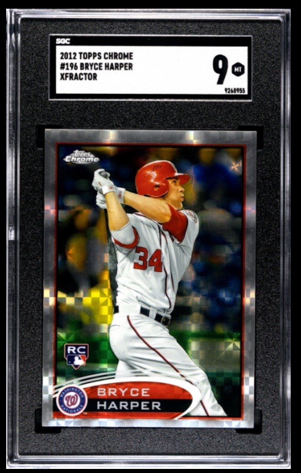 2012 Topps Chrome Bryce Harper Xfractor Rookie SGC 9 Mint RC Nationals Phillies