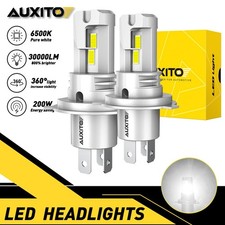 New Auxito M6plus 9003 H4 LED Headlight Bulbs Kit High Low Beam 200W 6500K White