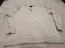 Banana Republic Henley Sweater Mens Size XL Cream Thermal Long Sleeve Pullover