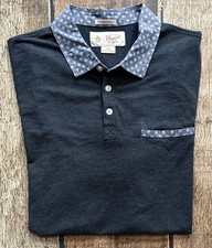 ORIGINAL PENGUIN HERITAGE SLIM FIT POCKET POLO SHIRT BLUE MENS LARGE EXCELLENT