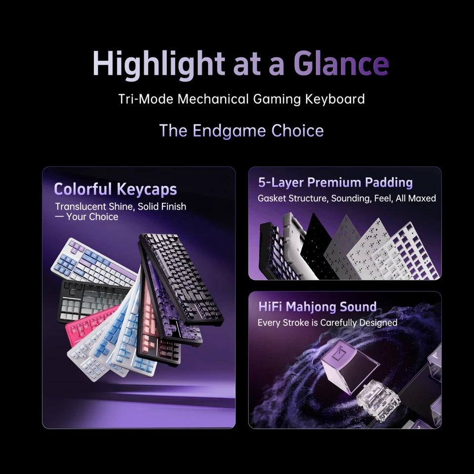 ATK A87 PRO Tri-Mode Wireless Mechanical Keyboard | 240h Battery | Gasket Mount - Image 3 of 4