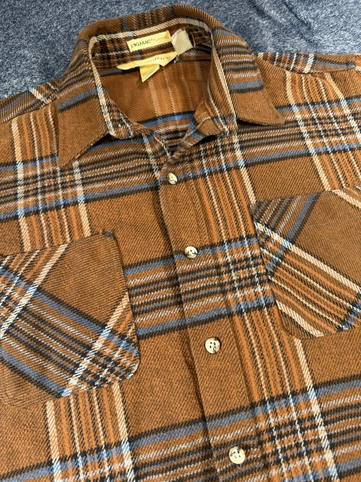 Vintage St John’s Bay Big Mac Men’s Plaid Heavy Flannel Large USA Made Brown - Image 4 of 4