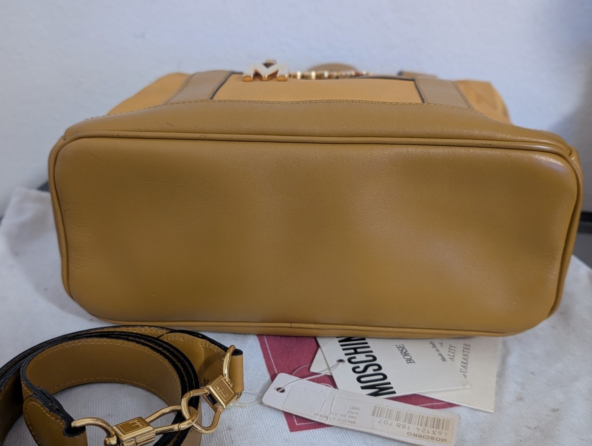 Vintage MOSCHINO REDWALL Mustard Nylon & Leather 2 Way Satchel Bag