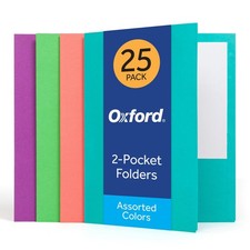 Oxford 2 Pocket Folders, 25 Pack, 8.5" x 11", Assorted Tropical Colors