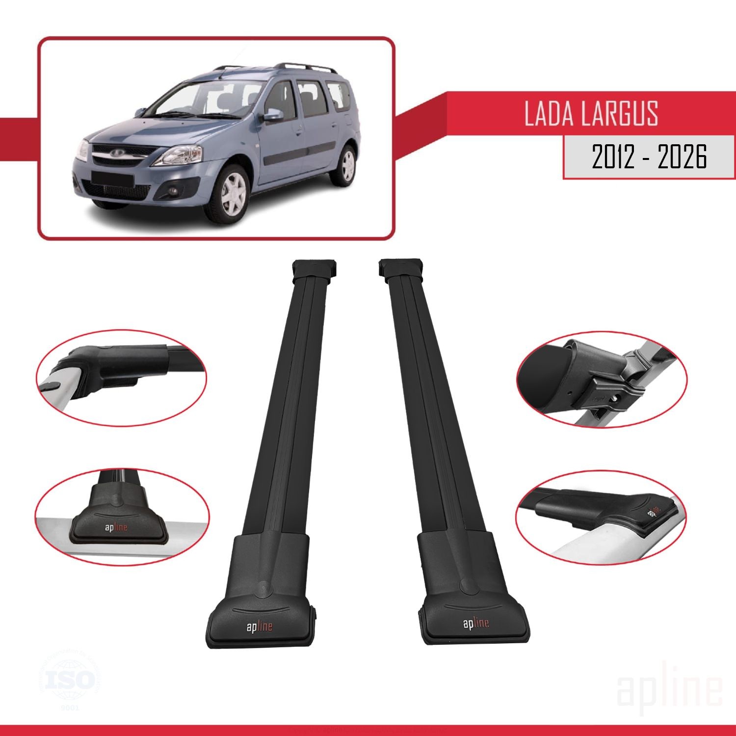 Barres de toit alu Lada Largus 2012-2026 profilées et silencieuses
