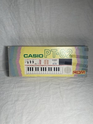 Casio PT-82 Electronic Keyboard/ Synthesizer W/ Box & ROM Pack 