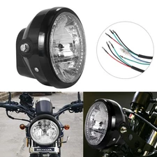 7"Inch Motorcycle LED Headlight Turn Light W/Black Housing Bucket Universal