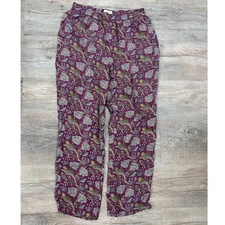 J Crew Collection 100% Silk Floral Leopard Jungle Cat Pull On Pants AQ556 Size 4