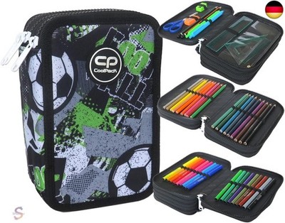 CoolPack XXL 3-Compartment Football Pencil Case für Jungs, 44-teilig, 