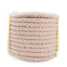 Jute Rope - Twisted Manila Natural Thick Hemp 1/2 inch x 50 FT, Wood Color