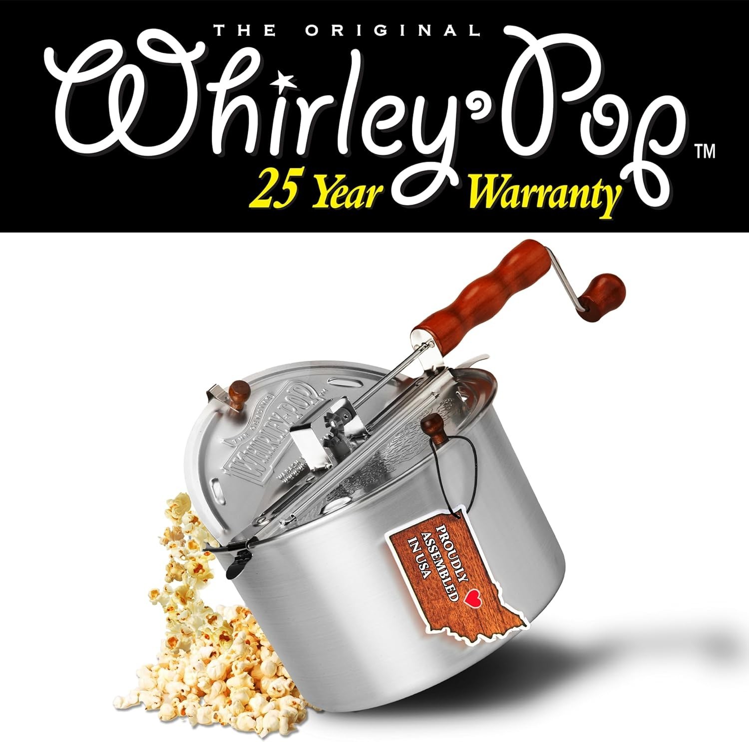 Whirley Pop Popcorn Maker - Gourmet Popcorn Popper, Aluminum Pot With Nylon G...