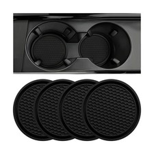 Car Cup Coaster - 4PCS, Silicone, Non-Slip, Embedded Design, Black