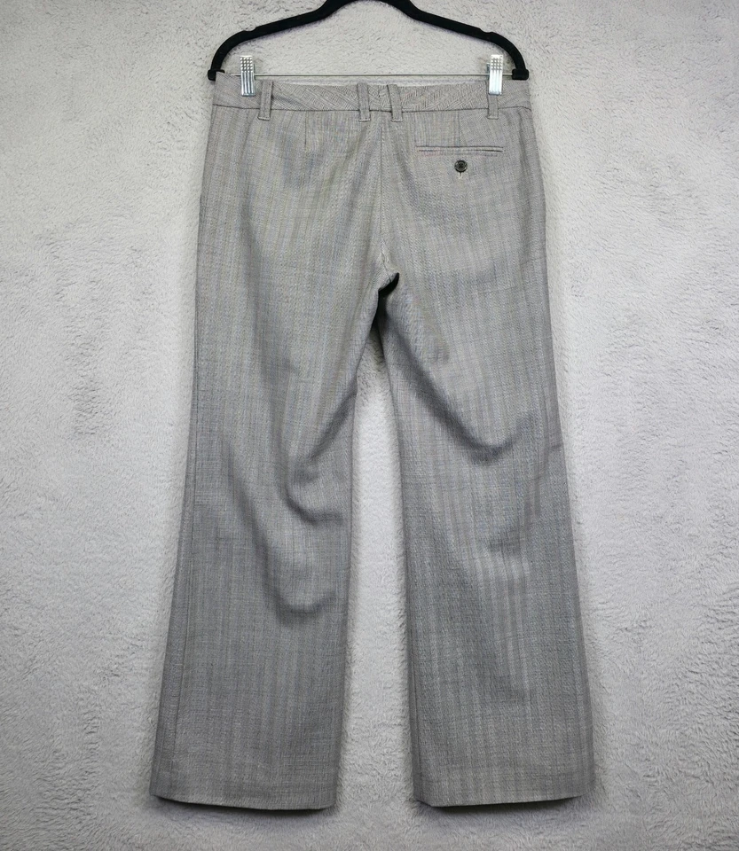 Y2K Gap Pants Womens 6 Gray Wide Flared Wool Herringbone Work Academia Trousers - Image 2 of 4
