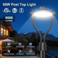 3000K/4000K/5000K 60W LED Post Top Area Lighting with Photocell Street Yard Lamp