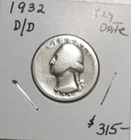 1932 D over D Washington Silver Quarter Dollar, Great Gift, KEY DATE, RARE