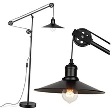Adjustable Industrial Floor Lamps for Living Room - Rustic Reading Lamp with