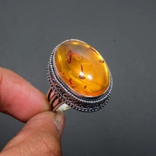 Baltic Amber Gemstone Ring 925 Sterling Silver Handmade Gift For Her Jewelry