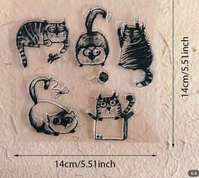 funny cat clear stamps card FAST Free Shipping