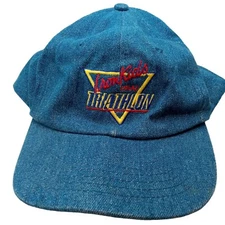 Iron Kids Bread Triathlon Cap Hat Adjustable Blue Vintage