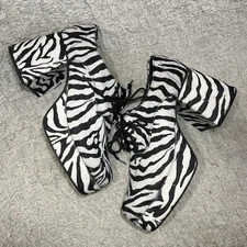 FUNTASMA Men’s XL (US 14) Zebra Black White Chunky Heels Platform Lace Up Oxford