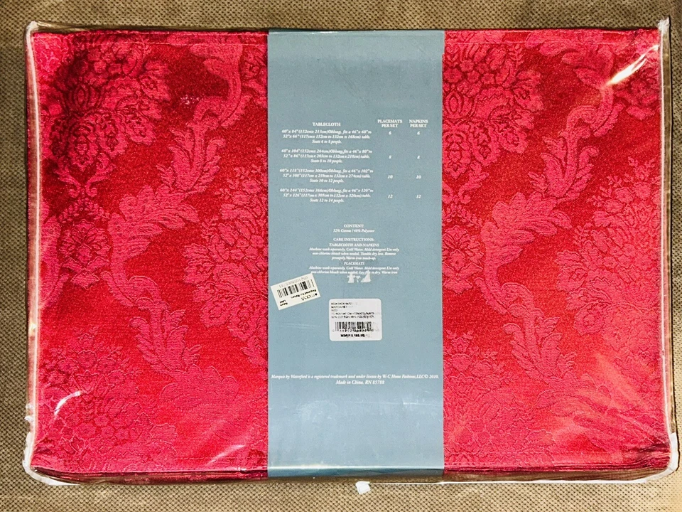 Waterford Marquis Red MARGARET 16 piece Tablecloth/Napkins/Mats Set MRSP$90NIP - Image 4 of 4