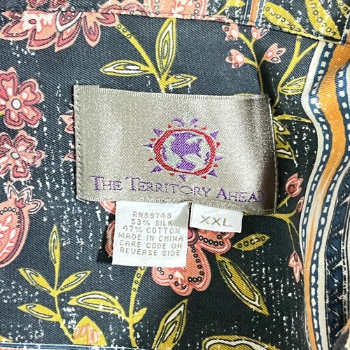 Vintage The Territory Ahead Shirt Mens XXL Silk Cotton Floral Patchwork Print - Picture 7 of 8