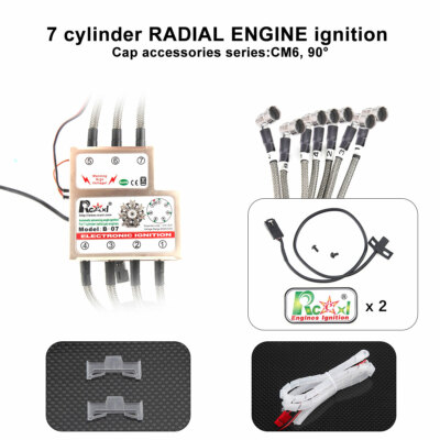 RCEXL 7 Cylinder Radial Engine Ignition CDI for NGK CM6 10MM 90 Degree w/ Sensor
