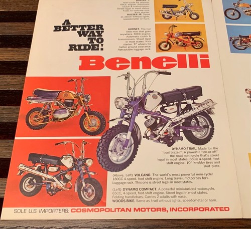 BENELLI 1972 SALES BROCHURE TORNADO COBRA TRAIL VOLCANO BUZZER DYNAMO SS COUGAR - Picture 2 of 4