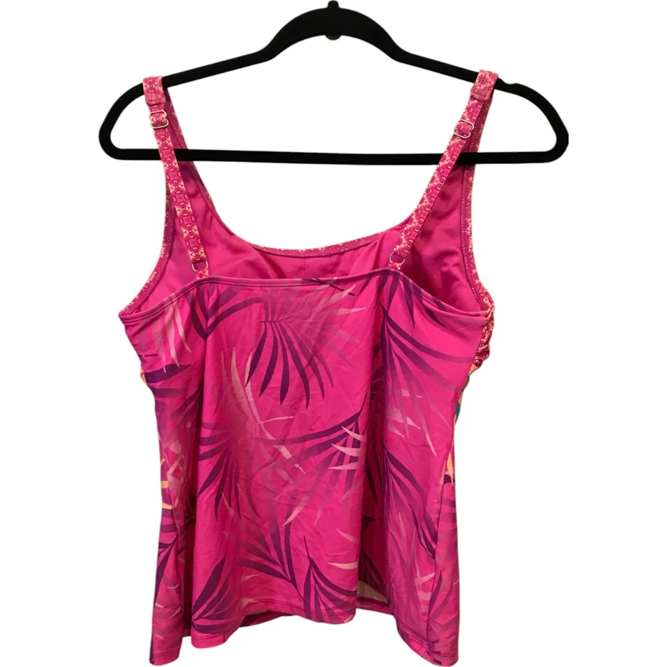 Camiseta Tankini Beach House Mujer 12 Rosa Patrón Tropical Correa Ajustable Acolchada Foto 2 de 4