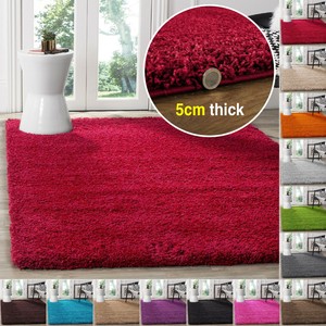 Neu Rutschfest Teppich Rund Shaggy Wohnzimmer 5cm Hochflor