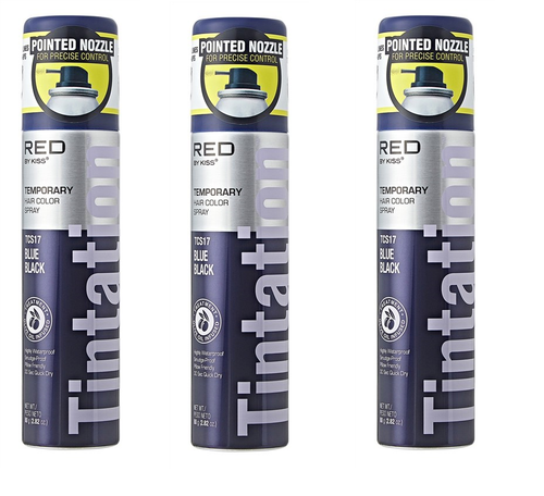 BL Kiss Tintation Temporary Color Spray Blue Black 2.82oz each *Three Pack*