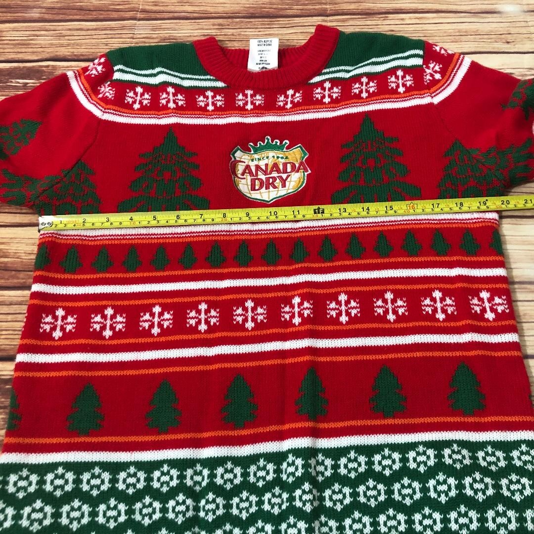 Canada Dry Ginger Ale Ugly Christmas Sweater Mens Size Medium Red Green