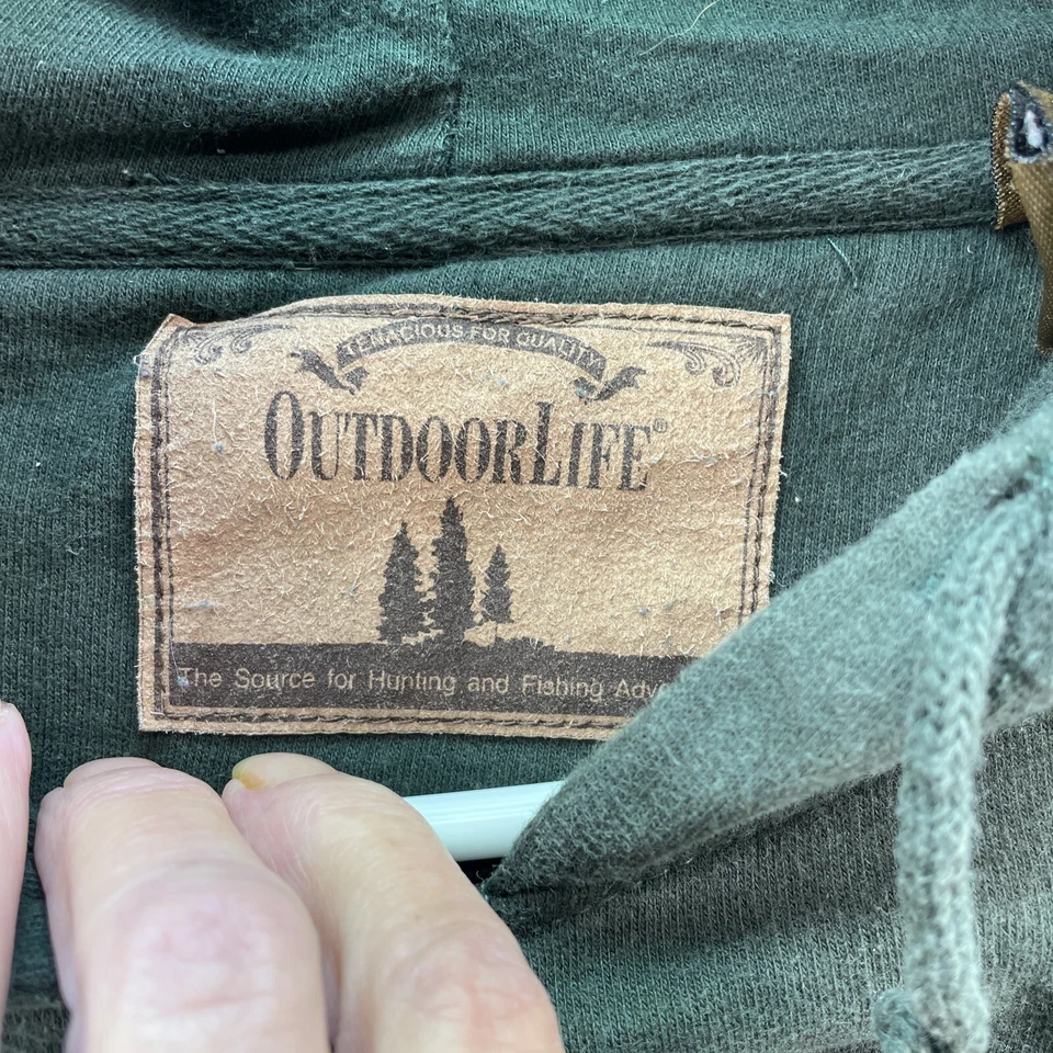 Outdoor Life Hoodie Men’s Size XL Green Kangaroo Pocket North American Wildlife  - Image 4 of 4