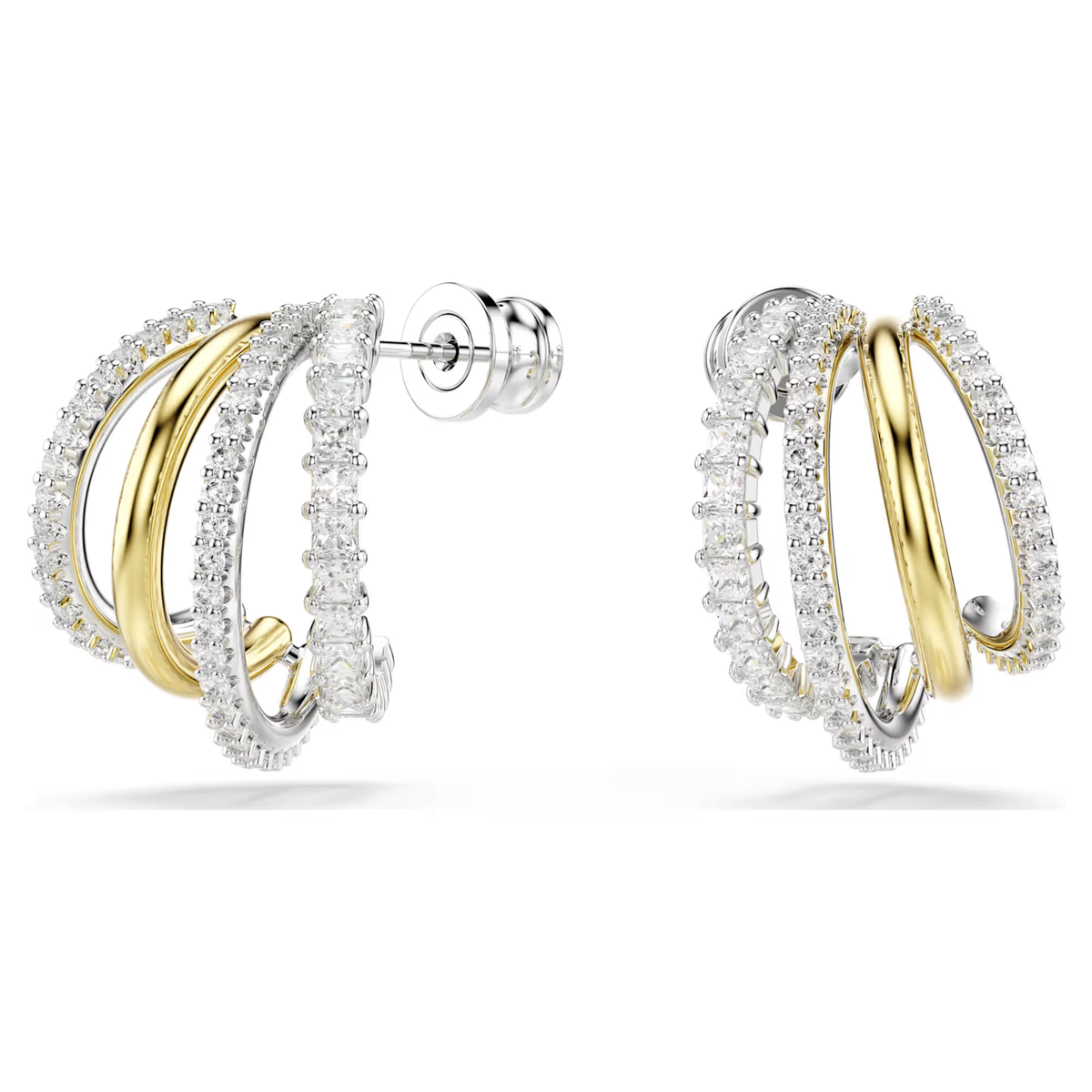 Swarovski Hyperbola hoop earrings Mixed cuts, Mini, White
