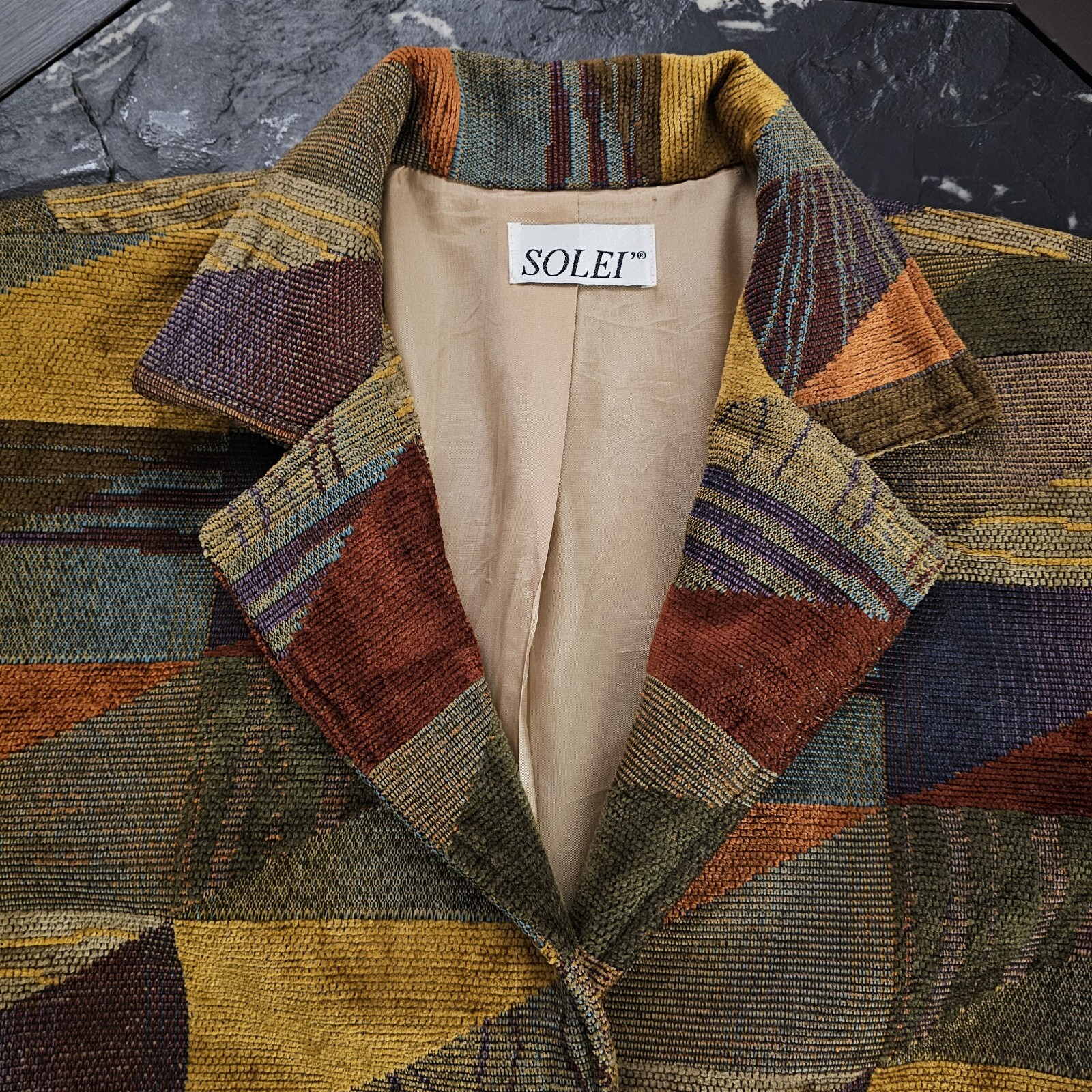 Vintage Solei' Patchwork Jacket Tapestry Chenille… - image 2