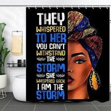 African Woman Shower Curtain Afro American Black Girl Fabric Black Art Girl