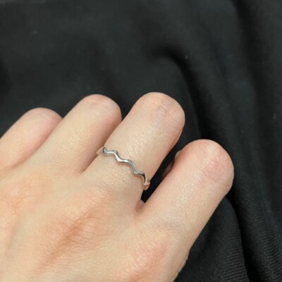 Silber Wellen Ring verstellbar Unisex vorsteckbar