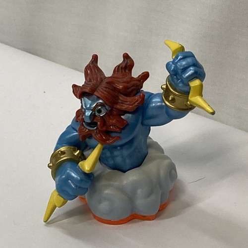 2012 Skylanders Zeus Figure Blue Holding Yellow Lightning Bolts
