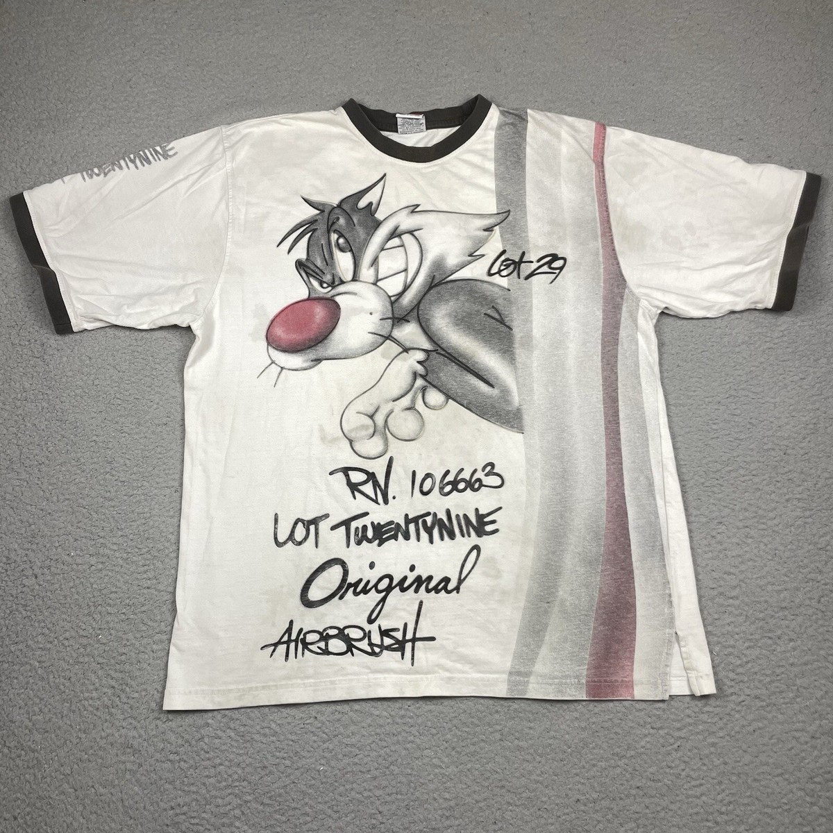 Vintage Lot 29 Sylvester Shirt Adult XXL White All Over Print AOP 