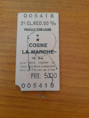 Ancien Ticket Sncf Pouilly sur Loire - Cosne - La Marche ( Nièvre ) - 1984 - Photo 1/4