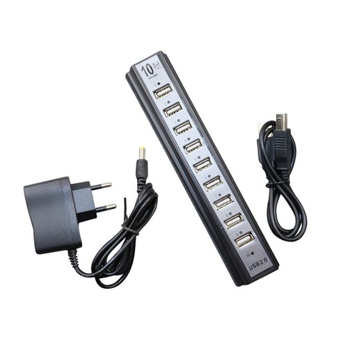 10 Port USB 2.0 High Speed HUB External With Power Adapter and Cable - Picture 8 of 10