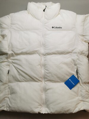 Columbia Herren UK XL Puffect Crinkle Jacke NEU weiß isoliert durchgehender Reißverschluss Taschen