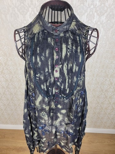 ALL SAINTS Adesina Dress 100% Silk Sheer Sequin Victorian Steampunk Size UK8 - Picture 4 of 19